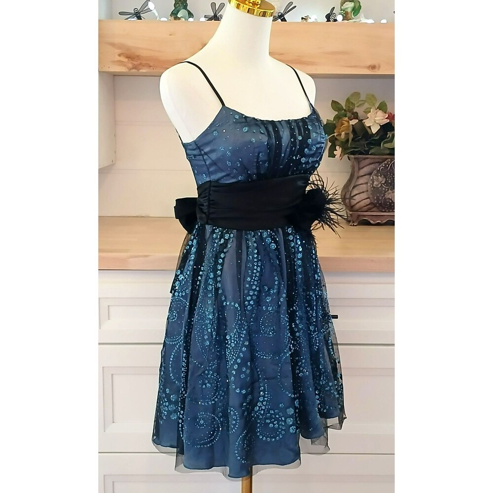 B. Darlin Cocktail Party Dress Prom Wedding Sequin Tool Overlay Size 3/4 Zipper - Picture 4 of 16